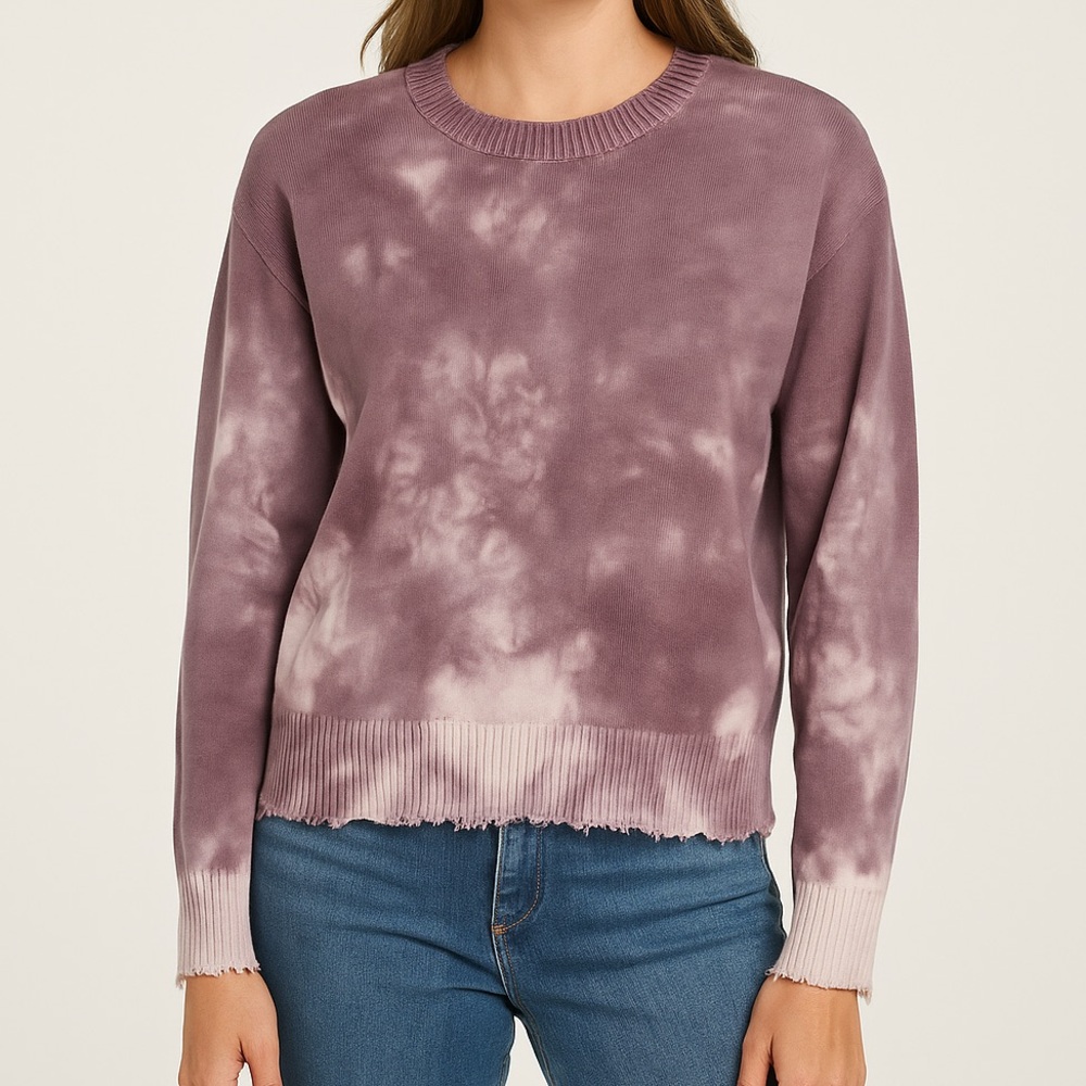 Allison Joy Evereve NWT Remi Tie Dye Pullover Sweater Lilac White Small